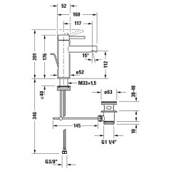 Duravit Circle M Однорычажный смеситель для умывальника с донным клапаном, хром