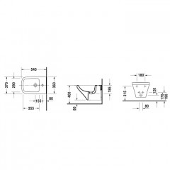 Duravit DuraStyle Биде подвесное с перел., с 1 отв. под смес., вкл. крепление Durafix, 370x540мм,