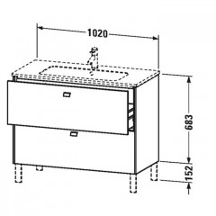 Duravit Brioso Тумба напольная под раковину 1020х479х683 мм, с 2 выдвижными ящиками, цвет каштан темный 21 (для 233610)