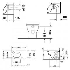Duravit Starck 3 Унитаз напольный приставной 560х360 мм, с креплением, цвет белый (СПЕЦЦЕНА)