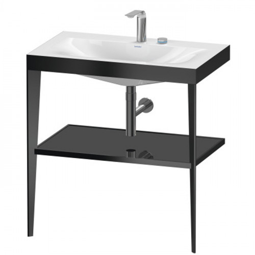 Duravit XViu Консоль напольная, 850x800x480мм с полкой, с раковиной без перелива, 2 отв., цвет: black matt/black high gloss lacquer
