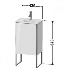Duravit XSquare Тумба напольная под раковину # 073345, 1 дверца, петли справа, 592x430x308мм, цвет White High Gloss