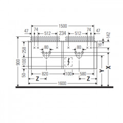 Duravit Happy D.2 Plus Тумба подвесная 408x1600x550мм 4 ящика, цвет: белый глянцевый