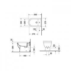 Duravit Starck 3 Биде напольное приставное 560х360 мм , с 1 отв. под смеситель, Цвет: белый+WonderGliss