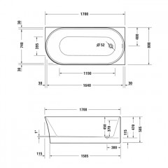 Duravit No.1 Ванна встраиваемая 1700х1000 мм вариант левый