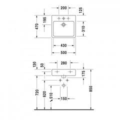 Duravit Vero Раковина для мебели, без перелива, с 1 отвр. под смес., 500x470мм, Цвет: Белый