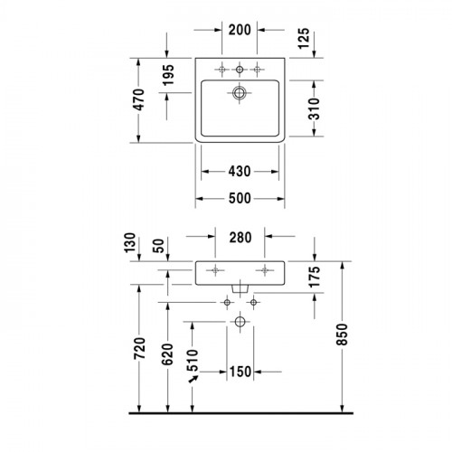 Duravit Vero Раковина для мебели, без перелива, с 1 отвр. под смес., 500x470мм, Цвет: Белый