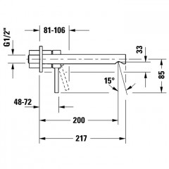Duravit Circle Смеситель для раковины из стены, излив 200 мм, в комплекте со скрытой частью, хром