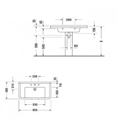 Duravit Starck 3 Раковина 850х485 мм, с переливом, с 1 отв под смеситель, цвет белый