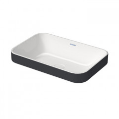 Duravit Happy D.2 Plus Раковина 600х400мм, без перелива,с выпуском с керамической крышкой, покр WonderGliss, цвет Anthracite matt/белый