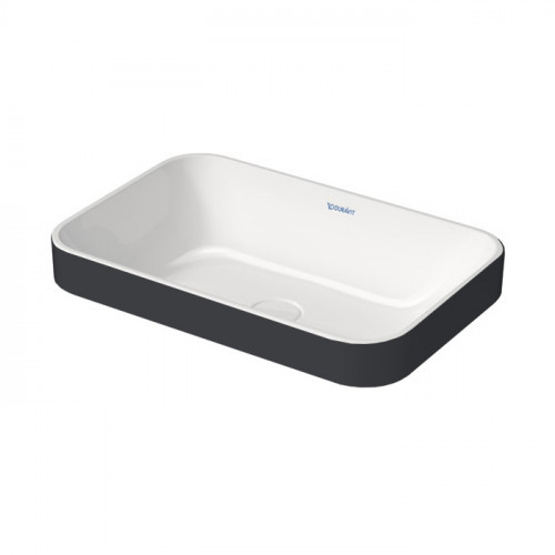 Duravit Happy D.2 Plus Раковина 600х400мм, без перелива,с выпуском с керамической крышкой, покр WonderGliss, цвет Anthracite matt/белый