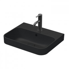 Duravit Happy D.2 Plus Раковина 500х400мм с переливом, 1 отв под смес, с креплением, выпуск с керам. покрытием, покр WonderGliss, цвет Anthracite ma