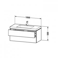 Duravit LC База с раковиной Vero Air 500x1000x480, 2 выдв.ящика, High Gloss, Цвет белый