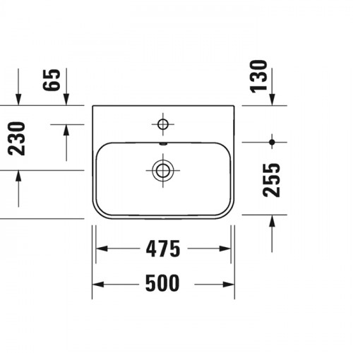 Duravit Happy D.2 Plus Раковина 500х400мм с переливом, 1 отв под смес, с креплением, выпуск с керам. покрытием, покр WonderGliss, цвет Anthracite ma