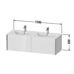 Duravit ME by Starck Двойная раковина для мебели с перел., с 1 отв. под смес., 1300x490мм, Цвет: Белый