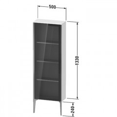 Duravit XViu Шкаф подвесной 1330x500x240мм, со стеклянной дверью, 3 стеклянные полки (петли слева), цвет: белый глянцевый/champagne matt