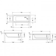 Duravit D-Code Ванна акриловая 1700х700 мм см, встраиваемая, с 1 наклоном для спины, выпуск в зоне ног, цвет белый