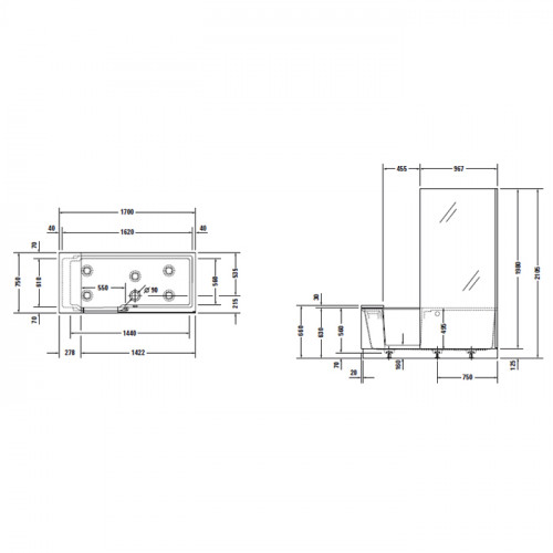 Duravit Shower + Bath Комплект слива-перелива квадратно-овальный