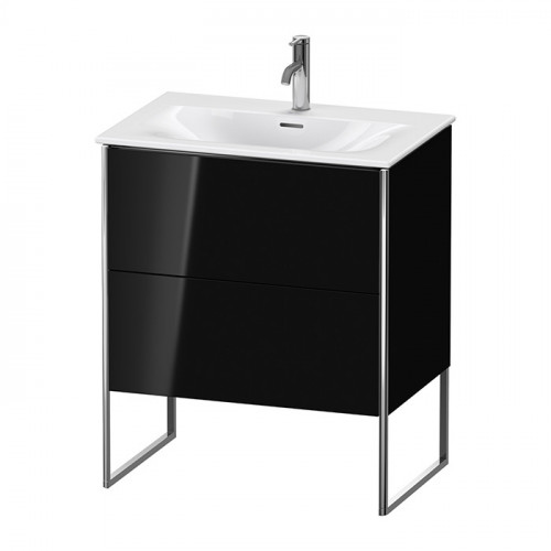 Duravit XSquare Тумба напольная под раковину # 234473, 2 яшика, встроенные ножки с регулировкой по высоте, 592x710x478мм, цвет Black High Gloss