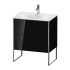 Duravit XSquare Тумба напольная под раковину # 234473, 2 яшика, встроенные ножки с регулировкой по высоте, 592x710x478мм, цвет Black High Gloss