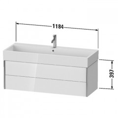Duravit XViu Тумба подвесная 397x1184x454мм, для раковины #235012, 2 ящика, цвет: белый глянцевый/champagne matt