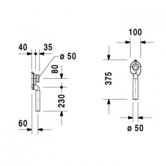 Duravit Сифон для писсуара с вытяжкой d 50 , сток внутренний вертикальный , цвет хром
