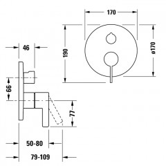 Duravit D-Neo Смеситель для ванны, на 2 источника, встраиваемый (внешние части) цвет: хром