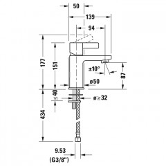 Duravit D-Neo Смеситель для раковины на 1 отв., без донного клапана, h=151мм, излив 94мм цвет: хром