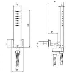 BOSSINI Flat One Лейка ручная в комплекте с держ. со штуцером и шлангом 150 см, цвет: хром