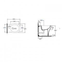 AZZURRA XL Биде подвесное 61х43х36 см с 1 отв под смеситель, цвет белый, с креплением