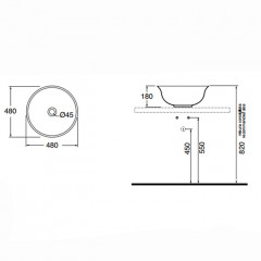 AZZURRA JUBILAEUM раковина накладная круглая диаметр 48*h18см без отв-й под смеситель, цвет белый (НЕ ПРОИЗВ!)