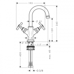 Axor Montreux Смеситель для маленькой раковины 160, с двумя рукоятками, с донным клапаном, цвет: хром