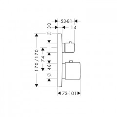 Axor Citterio M Встраиваемый термостат для душа, с запорным вентелем, на 1 поток, внешняя часть, цвет: хром