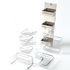 Bertocci Complementi Полка-решетка угловая для душа 20х25х20 см двойная, подвесной, цвет: хром