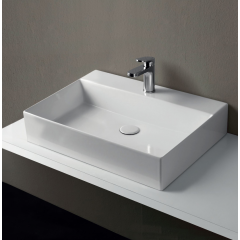 AZZURRA ELEGANCE Squared раковина подвесная/накладная 60х45см с 1 отв. под смесит, задняя стенка без глазури, цвет белый (цена по акции со склада!)