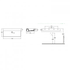 AZZURRA ELEGANCE Squared раковина подвесная/накладная 102х45см без отв. под смеситель , цвет белый