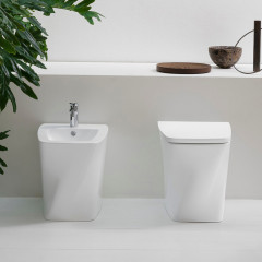 Azzurra Hera Унитаз напольный приставной безободковый 57х38х42 см, слив универсальный, с крепежом, цвет белый