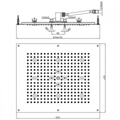 BOSSINI Dream Верхний душ 570 x 470 mm, с 8 LED RGB, 2 режима (дождь, распыление), блок питания/управления, Cromoterapia, цвет: хром