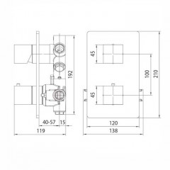 Bossini Cube Термостат для душа, встраиваемый (внешняя часть), с девиаторм 1/2/3/4/5, цвет: хром