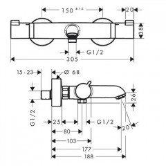 Hansgrohe Ecostat Comfort, Смеситель для ванны, Цвет: хром