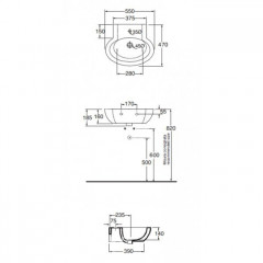 AZZURRA COMODA раковина подвесная с 1 отв. под смеситель 55х47см, цвет белый