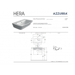 Azzurra Hera Раковина подвесная 63х43х14,5 см, с 1 отв под смеситель, цвет белый