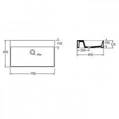 AZZURRA ELEGANCE Squared раковина подвесная/накладная 75х45см с 1 отв. под смеситель , цвет белый