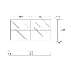 AZZURRA Зеркальный шкаф двойной 116*60h см