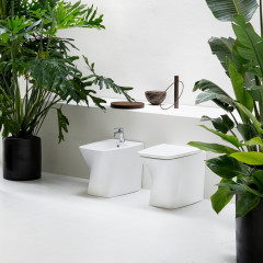 Azzurra Hera Унитаз напольный приставной безободковый 57х38х42 см, слив универсальный, с крепежом, цвет белый