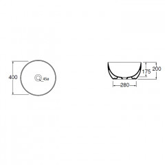 AZZURRA ELEGANCE CIRCLE раковина чаша 40х40х20см без отв. под смеситель , цвет белый