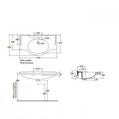 AZZURRA GIUNONE раковина консоль 112*62*6hсм с 1 отв под смеситель, цвет белый (НЕ производится!) (ПРОДАЕМ только с мебелью!!!)