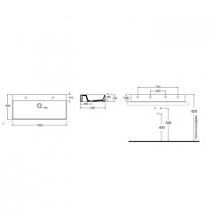 AZZURRA ELEGANCE Squared раковина подвесная/накладная 102х45см с 2 отв. под смеситель , цвет белый