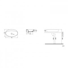 AZZURRA ELEGANCE CIRCLE раковина накладная 70х42см без отв. под смеситель , цвет белый