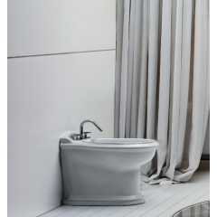 AZZURRA JUBILAEUM биде напольное приставное 59*40см с 1 отв под смеситель, цвет белый с креплением к полу